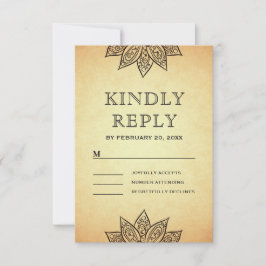 ヴィンテージメフェンディヘナインディアン結婚ズ 出欠カード