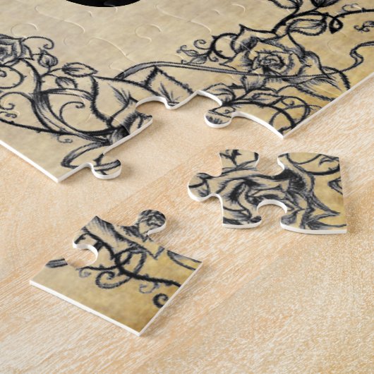 ヴィンテージメメントモリウーマンスカル ジグソーパズル (側面)