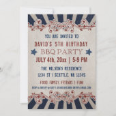 ヴィンテージメモリアルデーバースデーパーティ招待状 招待状 (正面)