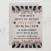 ヴィンテージメモリアルデーバースデーパーティ招待状