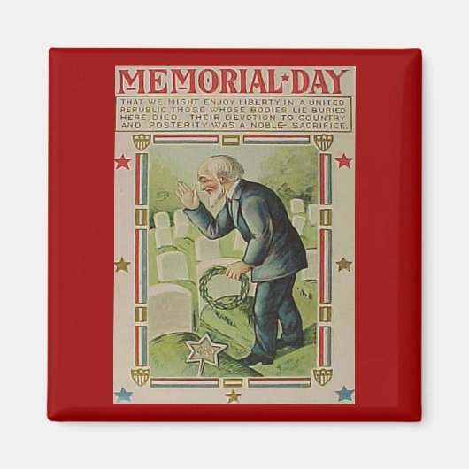 ヴィンテージメモリアルデー落ちた マグネット (正面)