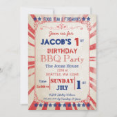 ヴィンテージメモリアルデー誕生日パーティーへの招待 招待状 (正面)