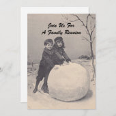 ヴィンテージメモリファミリー懇親会雪だるま招待状 招待状 (正面/裏面)