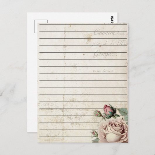 ヴィンテージメモ帳ラインフローラ紙 ポストカード (正面/裏面)