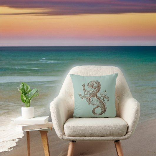 ヴィンテージメライオンシーレジェンドオンシーフオムセージグリーン クッション