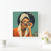 ヴィンテージメラニン化美しい スクエア壁時計 (ホーム)