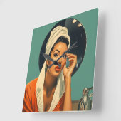 ヴィンテージメラニン化美しい スクエア壁時計 (傾斜)