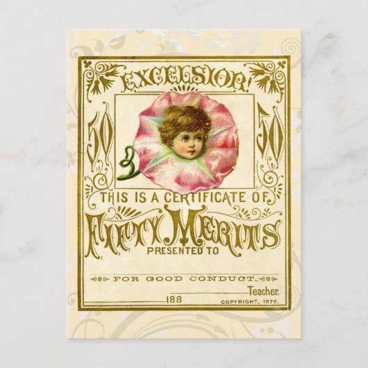 ヴィンテージメリットの良い行動カード ポストカード (正面)