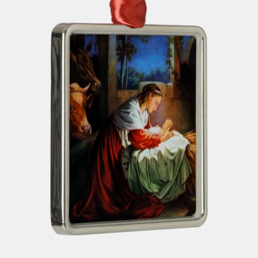 ヴィンテージメリーおよびベビーのイエス・キリストのオーナメント メタルオーナメント (右)