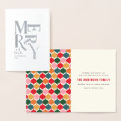 ヴィンテージメリーと明るいカラフルを折り畳んだクリツマス 箔カード (ディスプレー)