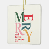 ヴィンテージメリーと明るいカラフルクリスマス セラミックオーナメント (左)