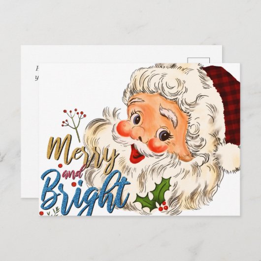 ヴィンテージメリーとBright Santa Christmasはがき ポストカード (正面/裏面)
