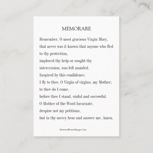 ヴィンテージメリーイエズメモリアレ祈りの言葉ホリーカード プレイスカード (裏面)