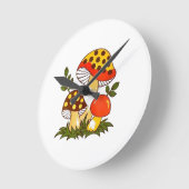 ヴィンテージメリーキノコ ラウンド壁時計 (傾斜)