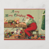 ヴィンテージメリークリスマスとサンタのワークショップ シーズンポストカード (正面)