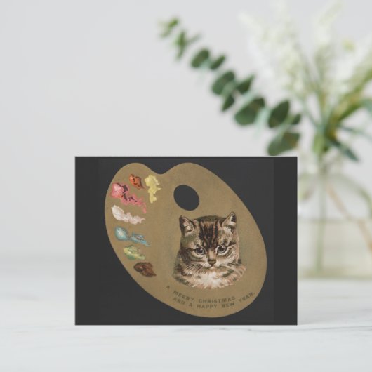 ヴィンテージメリークリスマスとハッピーニューイヤー シーズンポストカード (スタンド正面)