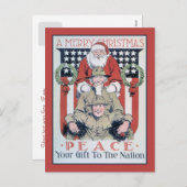 ヴィンテージメリークリスマスと平和 シーズンポストカード (正面/裏面)