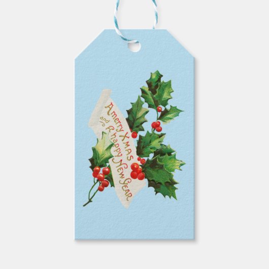 ヴィンテージメリークリスマスと新年おめでとう ギフトタグ (正面)