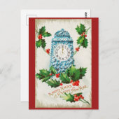 ヴィンテージメリークリスマスと新年おめでとう ポストカード (正面/裏面)