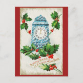 ヴィンテージメリークリスマスと新年おめでとう ポストカード (正面)
