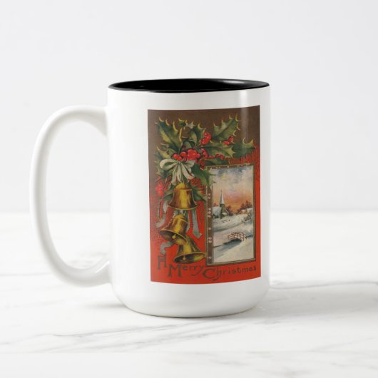ヴィンテージメリークリスマスと鐘 ツートーンマグカップ (左)