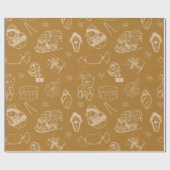 ヴィンテージメリークリスマスのおもちゃハンドドロー ラッピングペーパー (フラット)