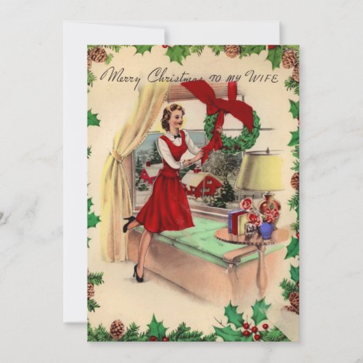 ヴィンテージメリークリスマスの妻 シーズンカード (正面)