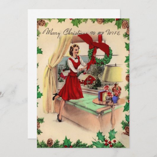 ヴィンテージメリークリスマスの妻 シーズンカード (正面/裏面)