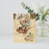 ヴィンテージメリークリスマスの子どもたち シーズンポストカード (スタンド正面)