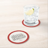 ヴィンテージメリークリスマスイラストレーション年 ラウンドペーパーコースター (インサイチュ)