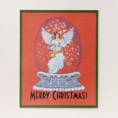 ヴィンテージメリークリスマスエンジェルきらめくスグローブ ジグソーパズル (縦)