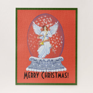 ヴィンテージメリークリスマスエンジェルきらめくスグローブ ジグソーパズル