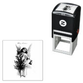 ヴィンテージメリークリスマスエンジェルゴム印 セルフインキングスタンプ (インサイチュ)