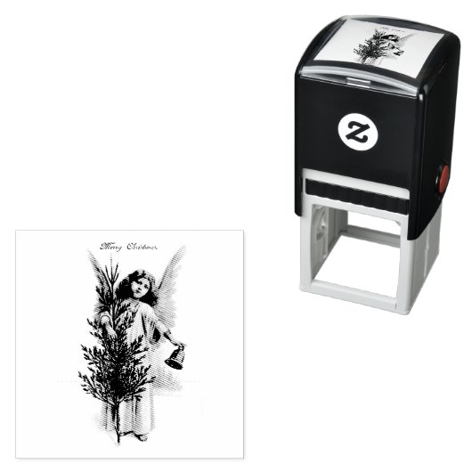 ヴィンテージメリークリスマスエンジェルゴム印 セルフインキングスタンプ (インサイチュ)