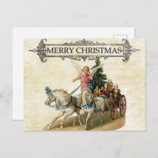 ヴィンテージメリークリスマスエンジェル ポストカード (正面/裏面)