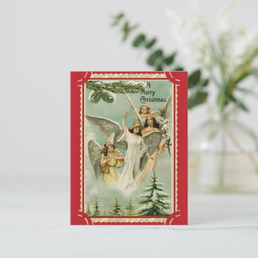 ヴィンテージメリークリスマスエンジェル ポストカード (スタンド正面)