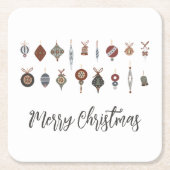 ヴィンテージメリークリスマスオーナメント スクエアペーパーコースター (正面)