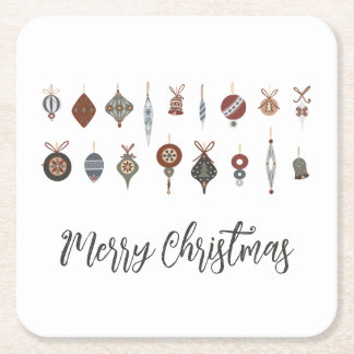 ヴィンテージメリークリスマスオーナメント スクエアペーパーコースター