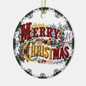 ヴィンテージメリークリスマスオーナメント セラミックオーナメント (左)