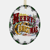 ヴィンテージメリークリスマスオーナメント セラミックオーナメント (右)