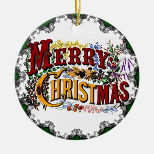 ヴィンテージメリークリスマスオーナメント セラミックオーナメント (正面)