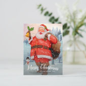 ヴィンテージメリークリスマスカスタムサンタさん家族の写真 ポストカード (スタンド正面)