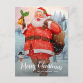 ヴィンテージメリークリスマスカスタムサンタさん家族の写真 ポストカード (正面)