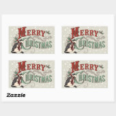 ヴィンテージメリークリスマスカントリーキャットホリデー 長方形シール (シート)