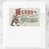 ヴィンテージメリークリスマスカントリーキャットホリデー 長方形シール (バッグ)
