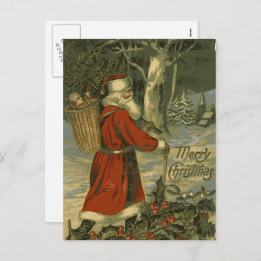ヴィンテージメリークリスマスカードセントニック シーズンポストカード (正面/裏面)