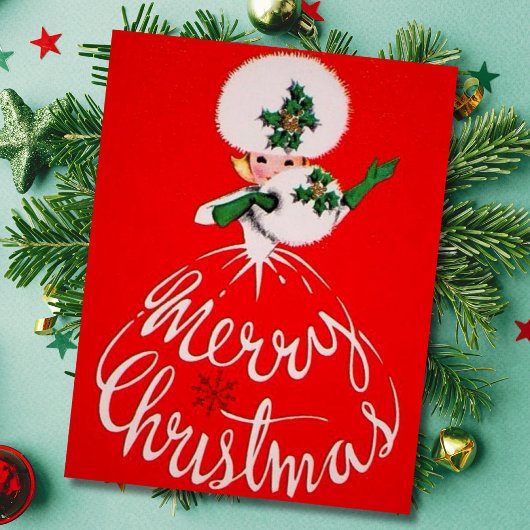 ヴィンテージメリークリスマスガール シーズンカード