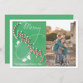 ヴィンテージメリークリスマスキャンディーケーン文字フォトカード シーズンカード (正面/裏面)