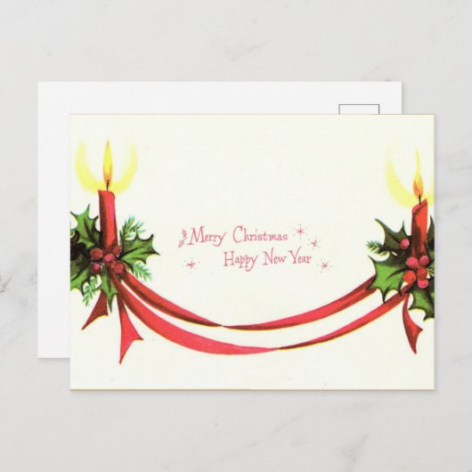 ヴィンテージメリークリスマスキャンドル ポストカード (正面/裏面)