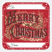 ヴィンテージメリークリスマスギフトシール スクエアシール (正面)